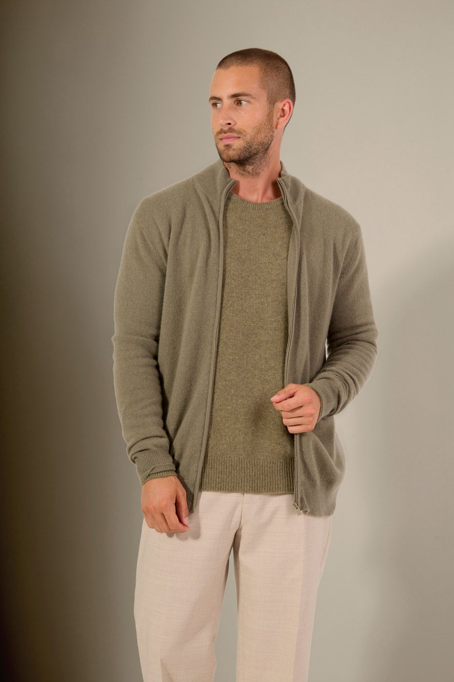 Gilet Zippé Col Montant Cody - Vert Armée