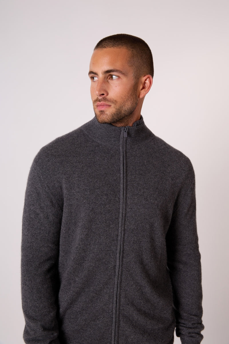 Gilet Zippé Col Montant - Cody - Anthracite Chiné