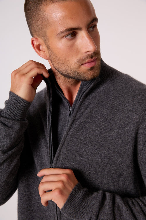 Gilet Zippé Col Montant - Cody - Anthracite Chiné