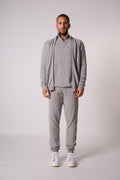 Zipped High-Neck Cardigan - Cody - Heathered Cloud