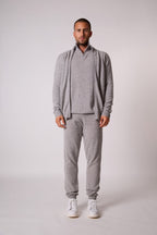 Zipped High-Neck Cardigan - Cody - Heathered Cloud