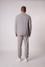 Zipped High-Neck Cardigan - Cody - Heathered Cloud