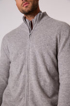 Zipped High-Neck Cardigan - Cody - Heathered Cloud