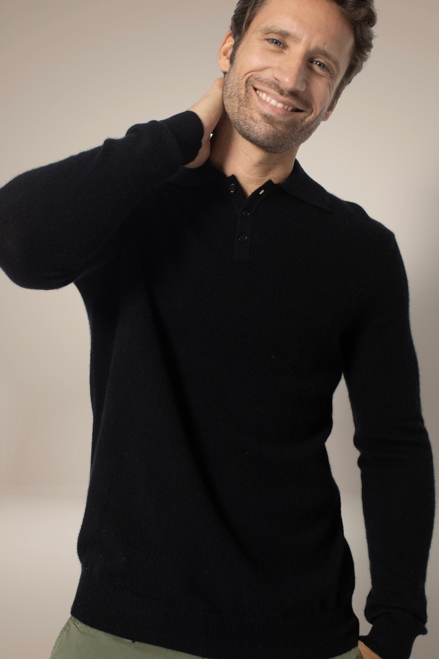 Long Sleeve Polo - Spencer - Black