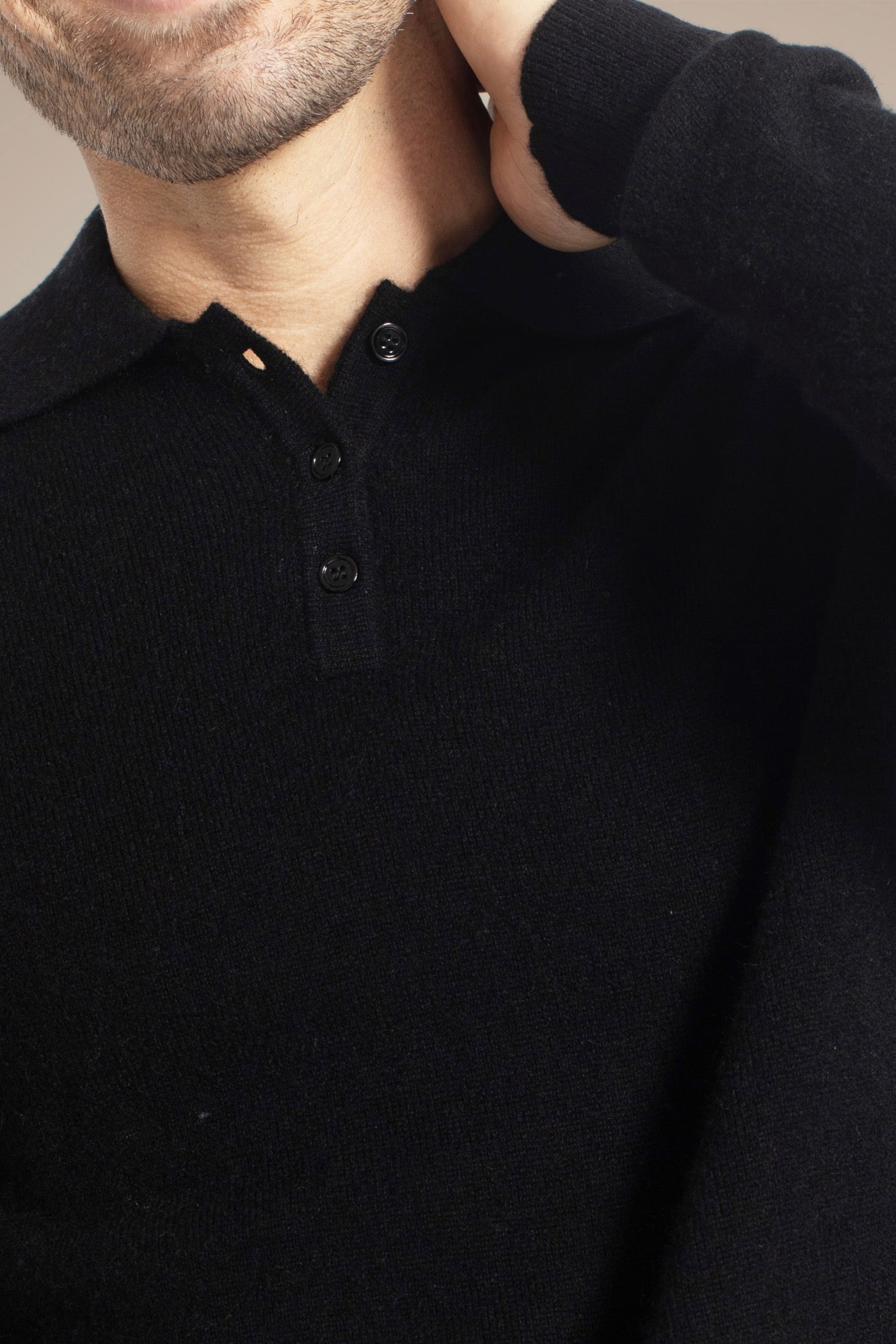 Long Sleeve Polo - Spencer - Black