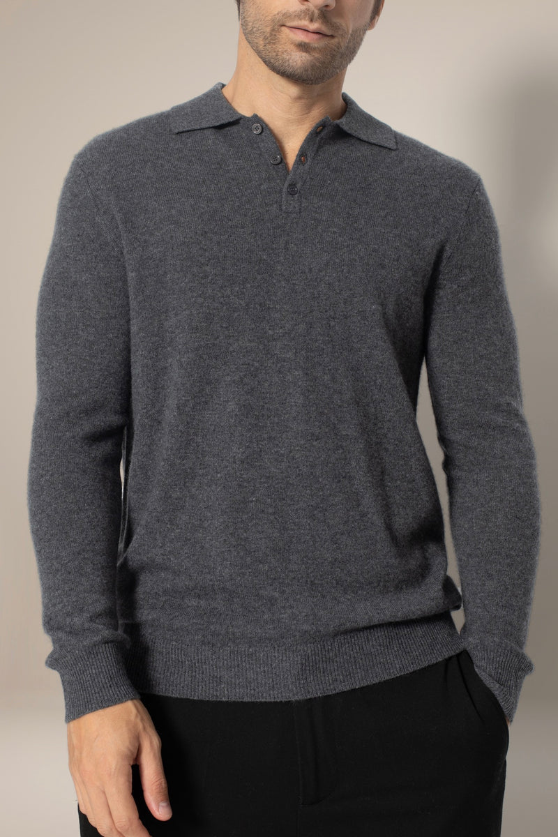 Polo Manches Longues - Spencer - Anthracite Chiné