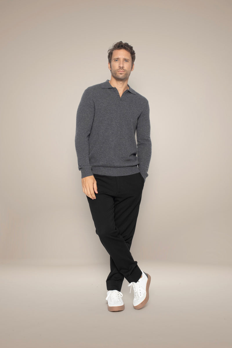 Polo Manches Longues - Spencer - Anthracite Chiné