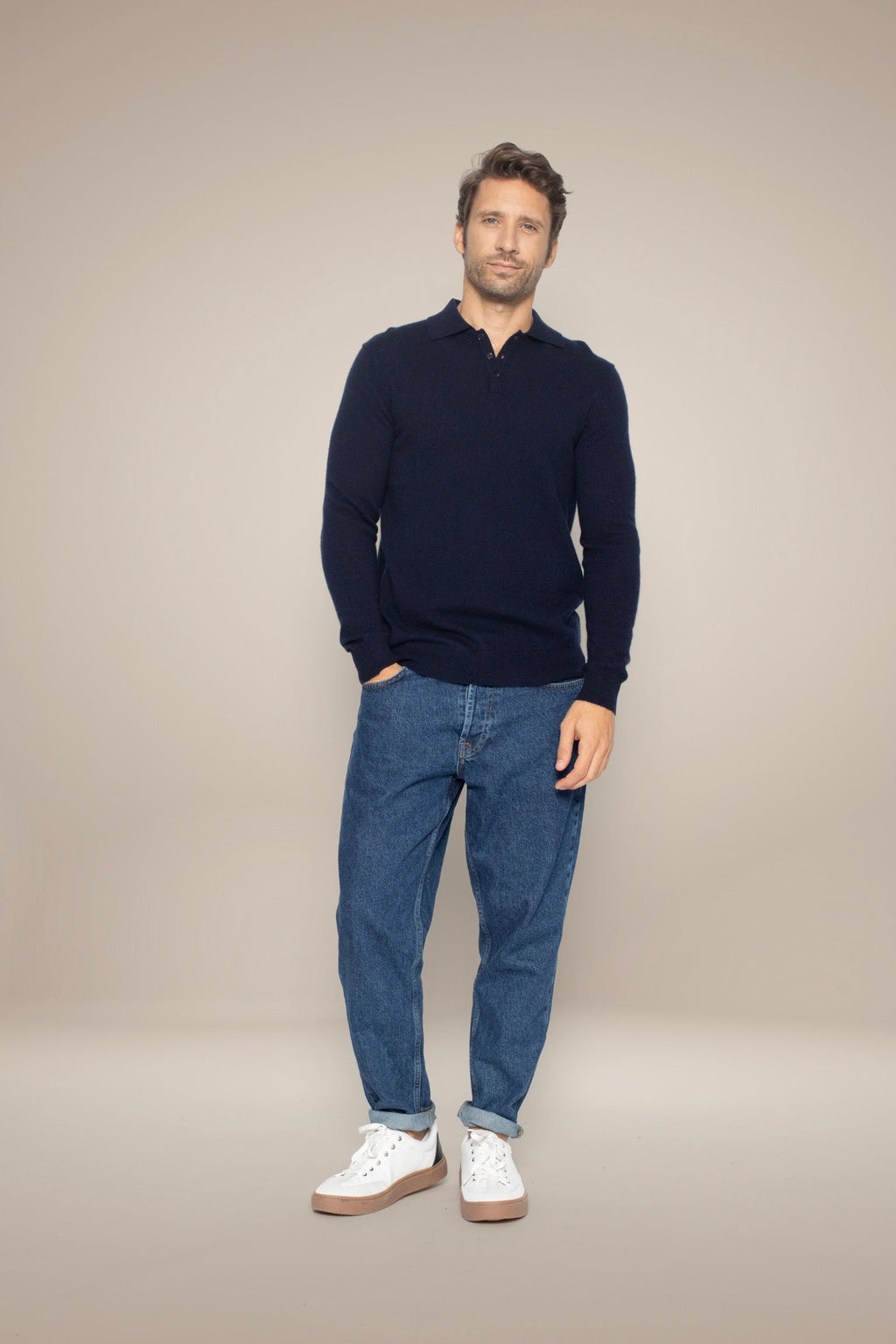 Long-Sleeve Polo Shirt - Spencer - Navy