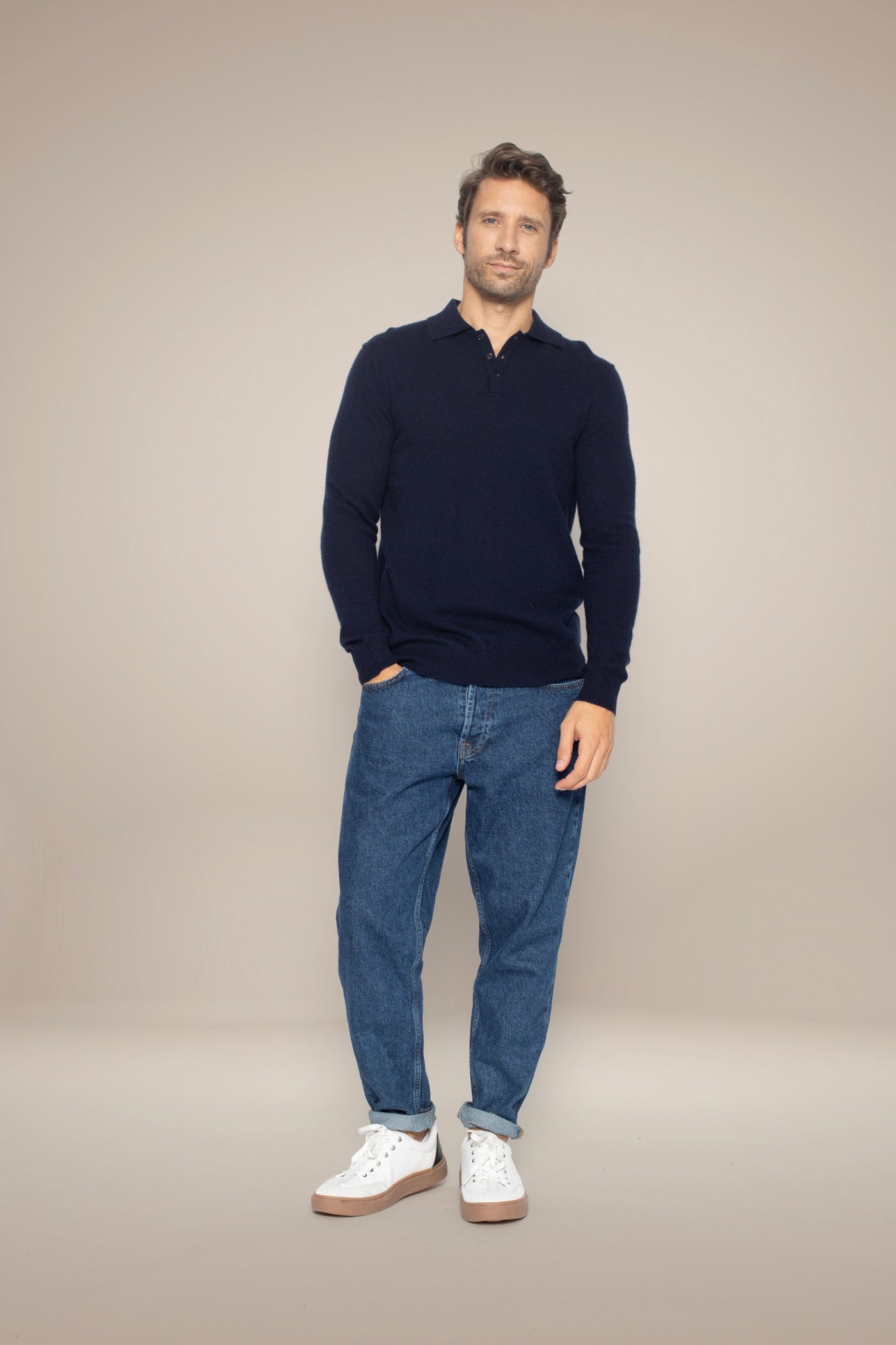 Long-Sleeve Polo Shirt - Spencer - Navy