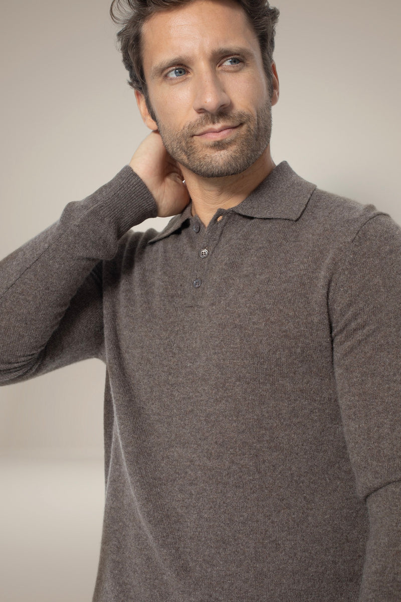 Polo Manches Longues - Spencer - Taupe Chiné