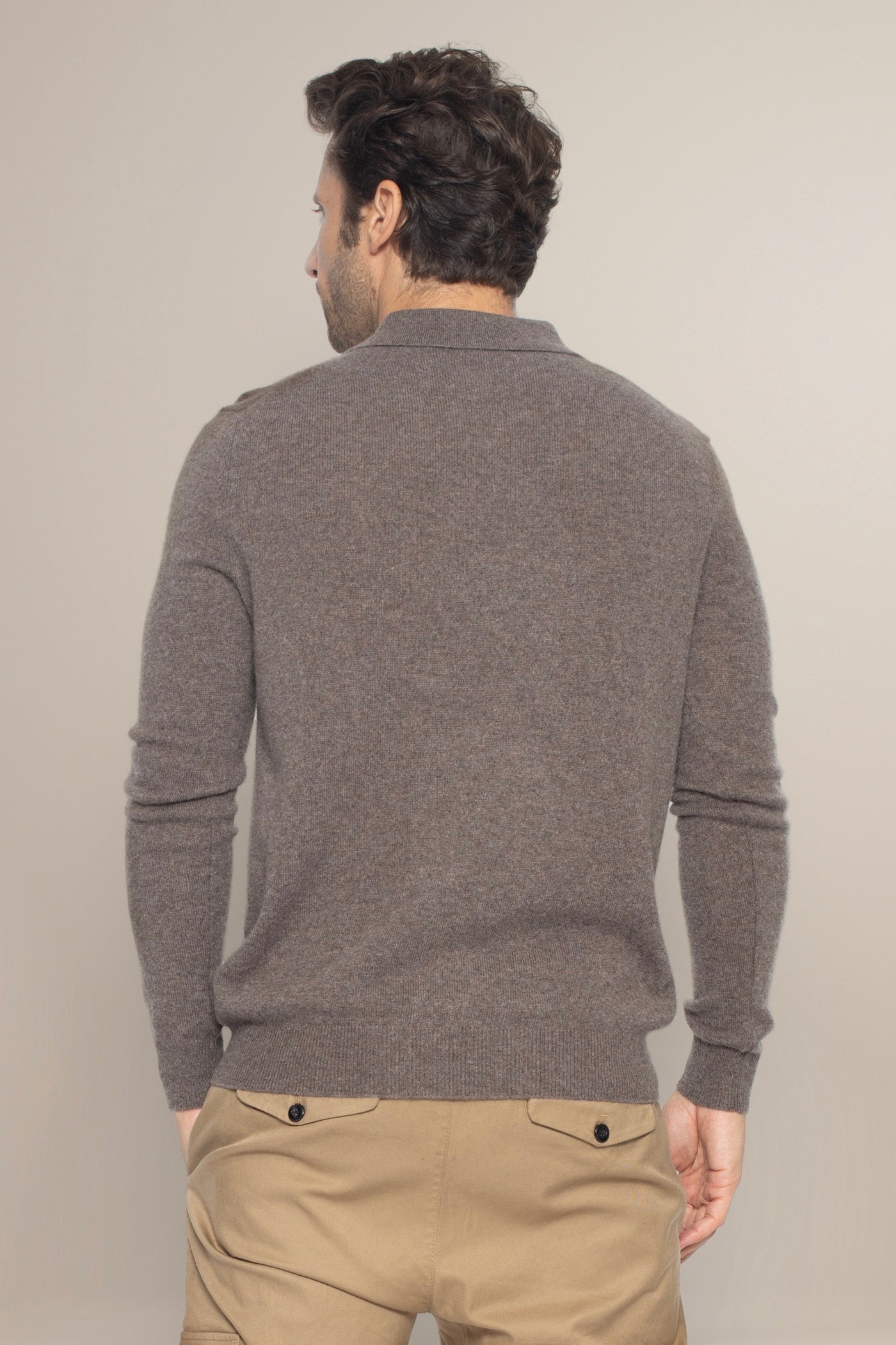 Polo Mangas Largas - Spencer - Taupe Jaspeado