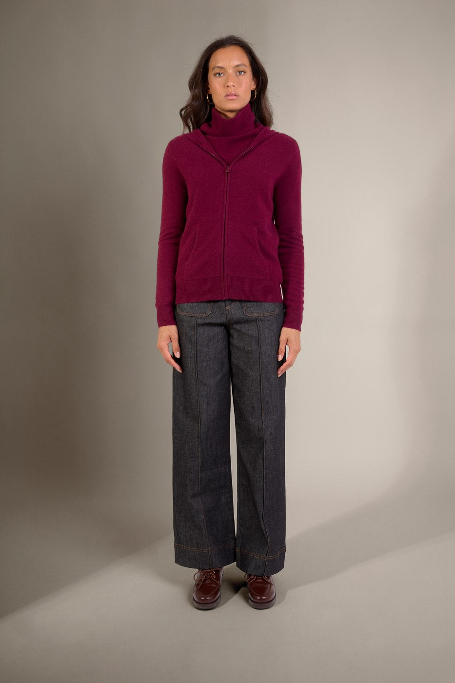 Gilet Zippé Capuche Emma - Bordeaux