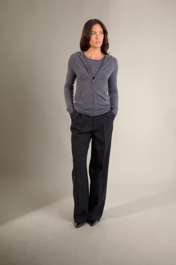 Gilet Zippé Capuche - Emma - Anthracite Chiné