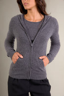 Zipped Hooded Vest - Emma - Anthracite Heather