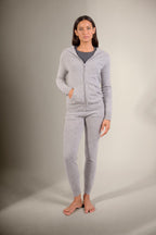 Zipped Hooded Cardigan - Emma - Marl Cloud