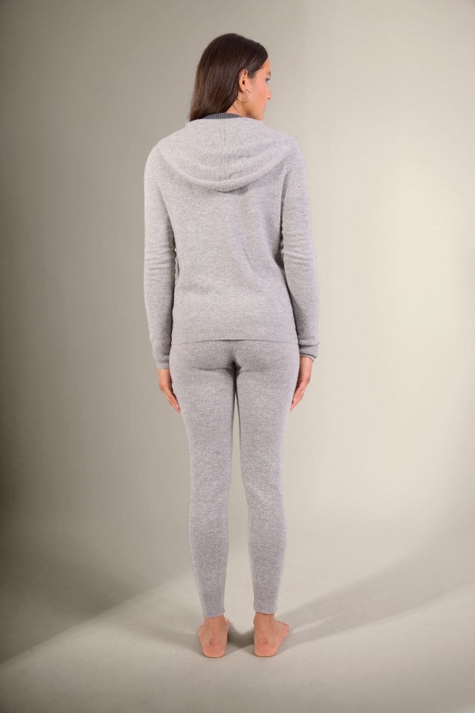 Zipped Hooded Cardigan - Emma - Marl Cloud