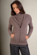 Gilet Zippé Capuche Emma - Taupe Chiné