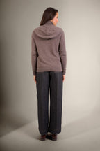 Gilet Zippé Capuche Emma - Taupe Chiné
