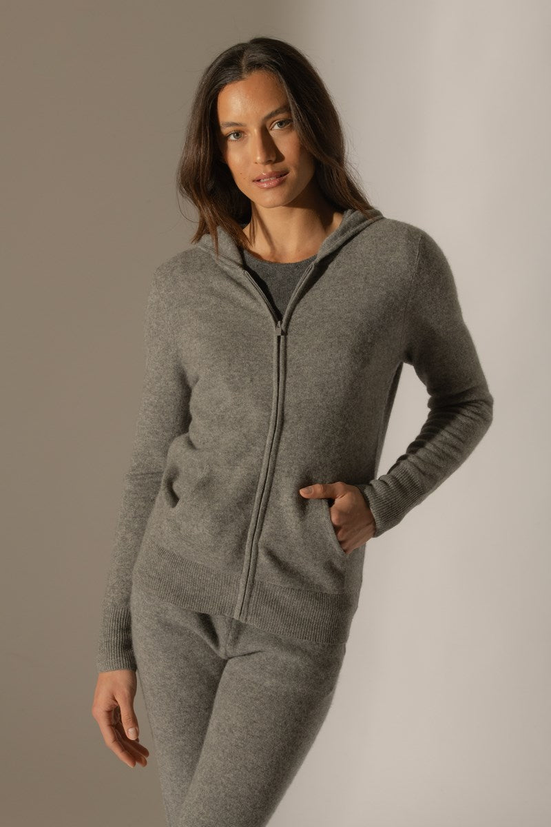 Gilet Zippé Capuche Emma - Flanelle Chiné
