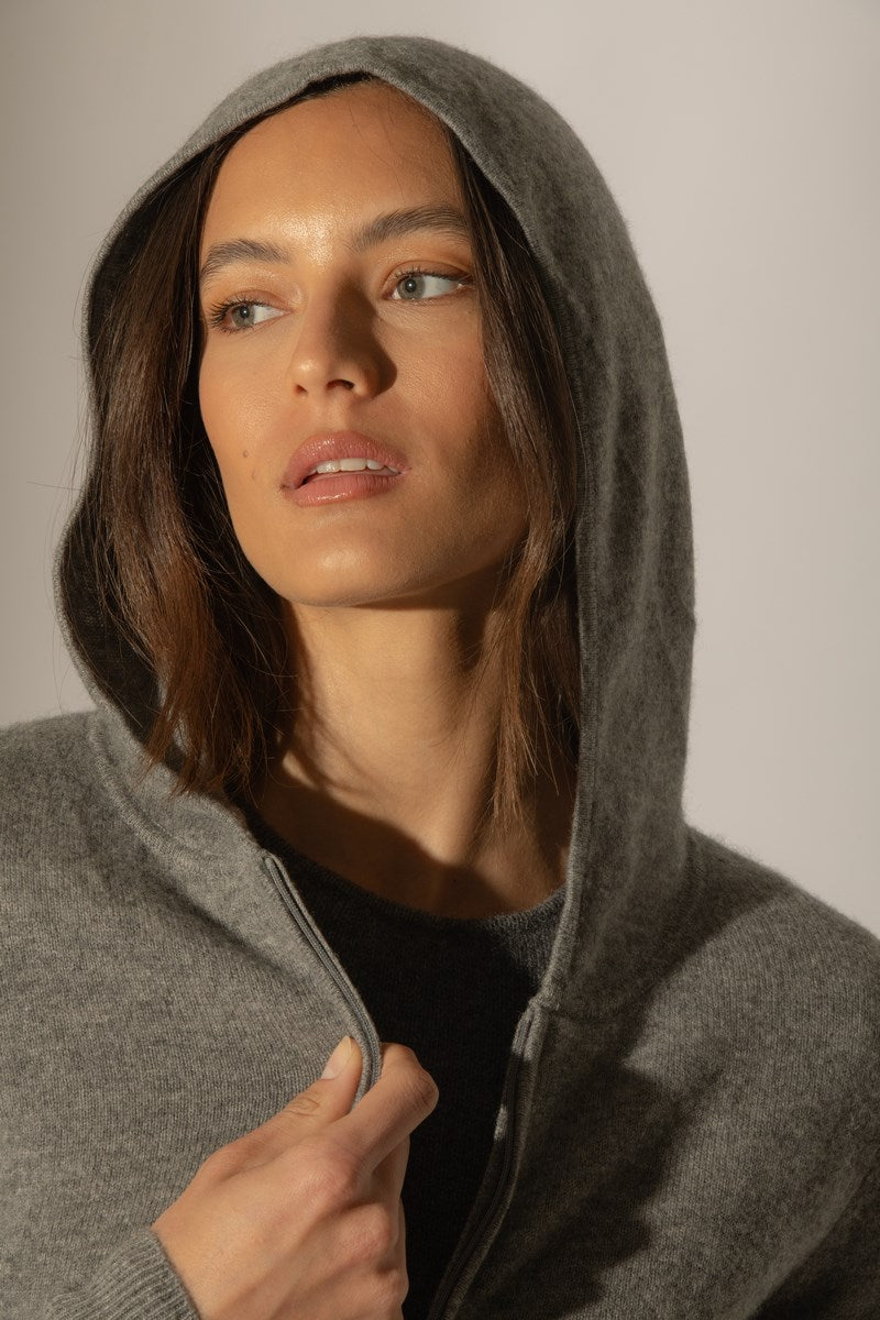 Gilet Zippé Capuche Emma - Flanelle Chiné