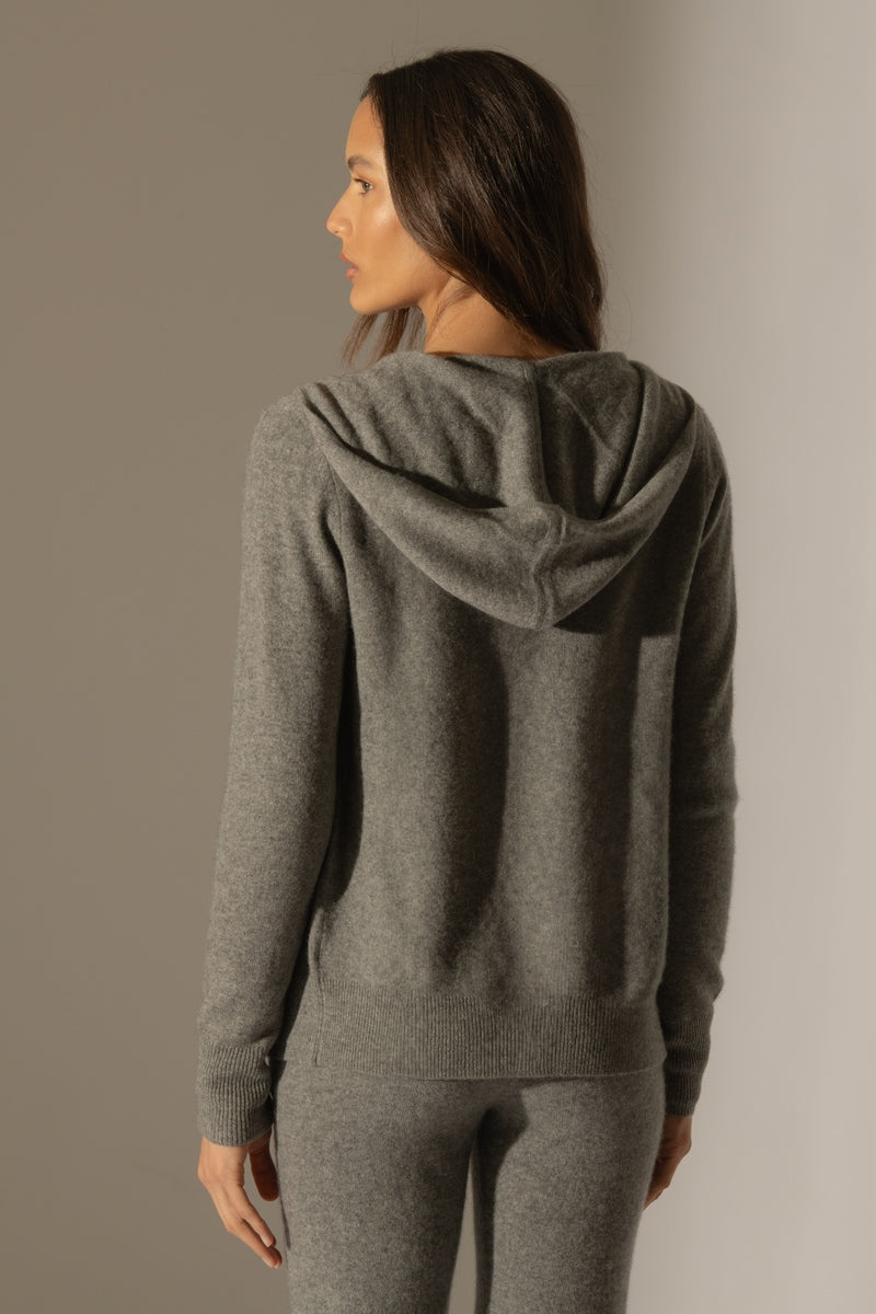 Gilet Zippé Capuche Emma - Flanelle Chiné