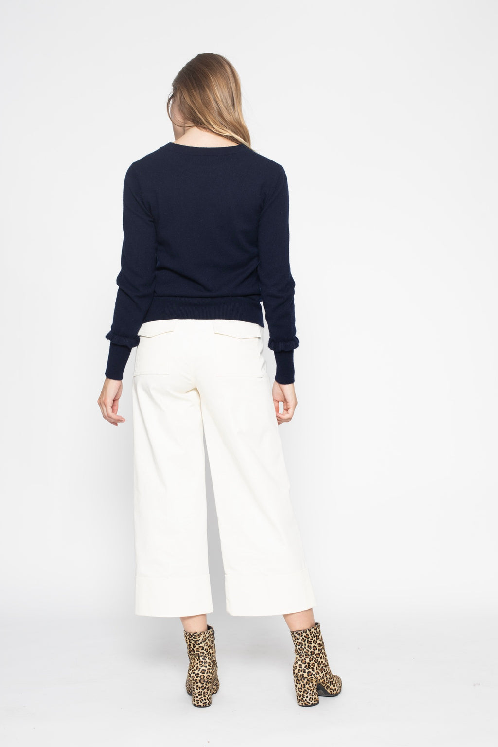 Pull Col Rond Volants Poignets Luing - Marine
