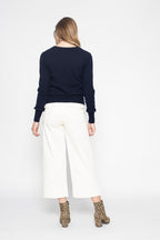 Pull Col Rond Volants Poignets Luing - Marine