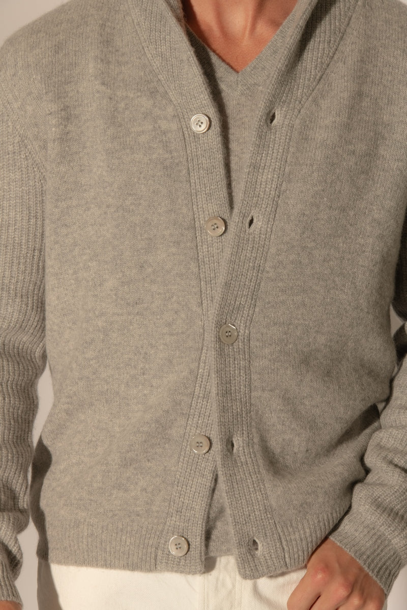 Veste Boutonnée Col Châle 4 Fils - Gilmour - Nuage Chiné