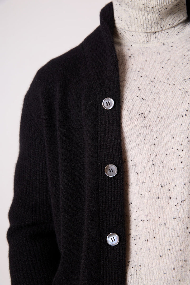 Chaqueta Cuello Chal Abotonada 4 Hilos - Gilmour - Negro