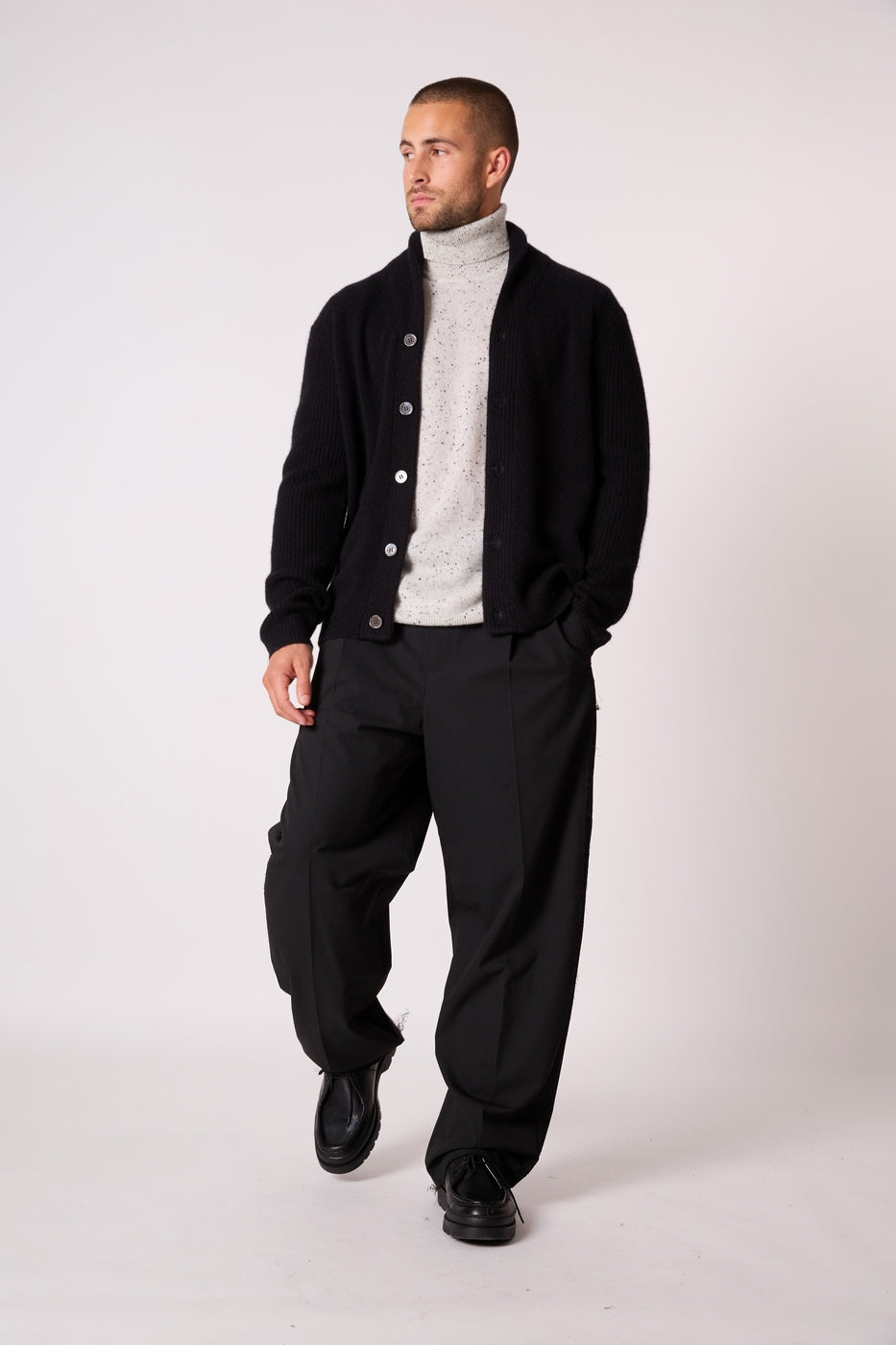 Veste Boutonnée Col Châle 4 Fils - Gilmour - Noir