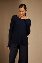 Boat Neck Jumper - Bantaskin - Navy