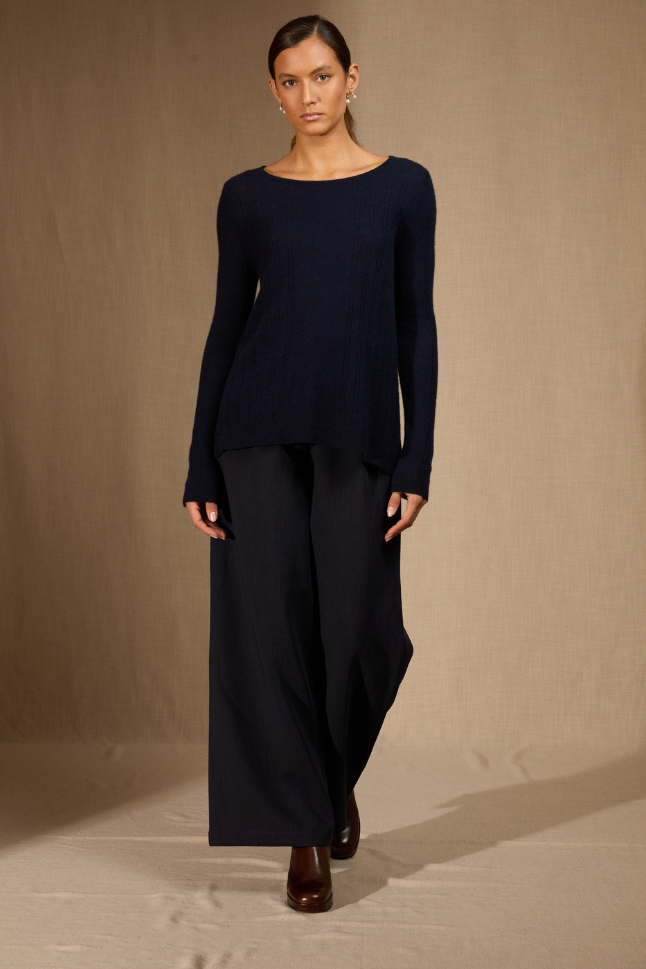 Boat Neck Jumper - Bantaskin - Navy