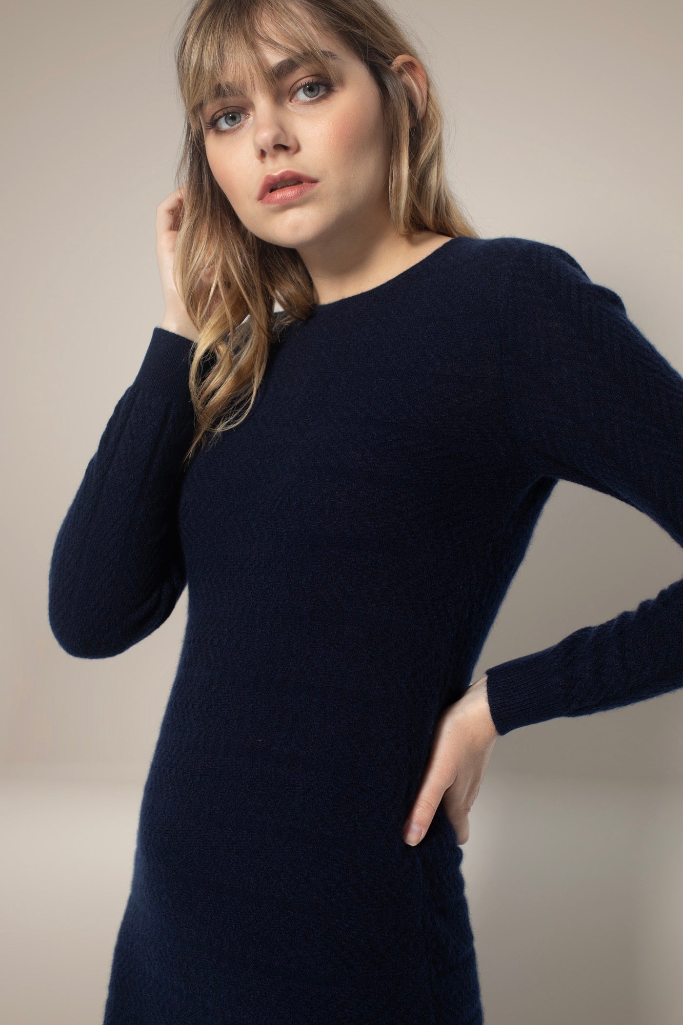 Round-Neck Dress - Lola - Navy