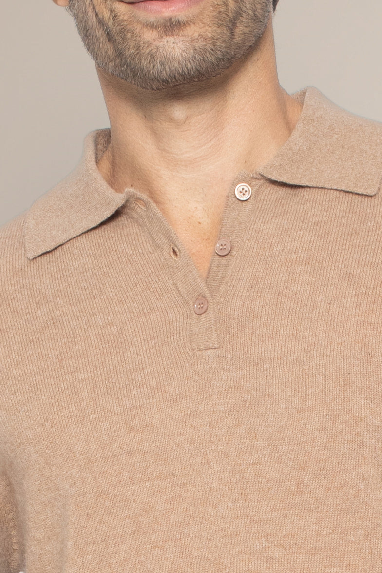 Long-Sleeved Polo Shirt - Spencer - Hazelnut