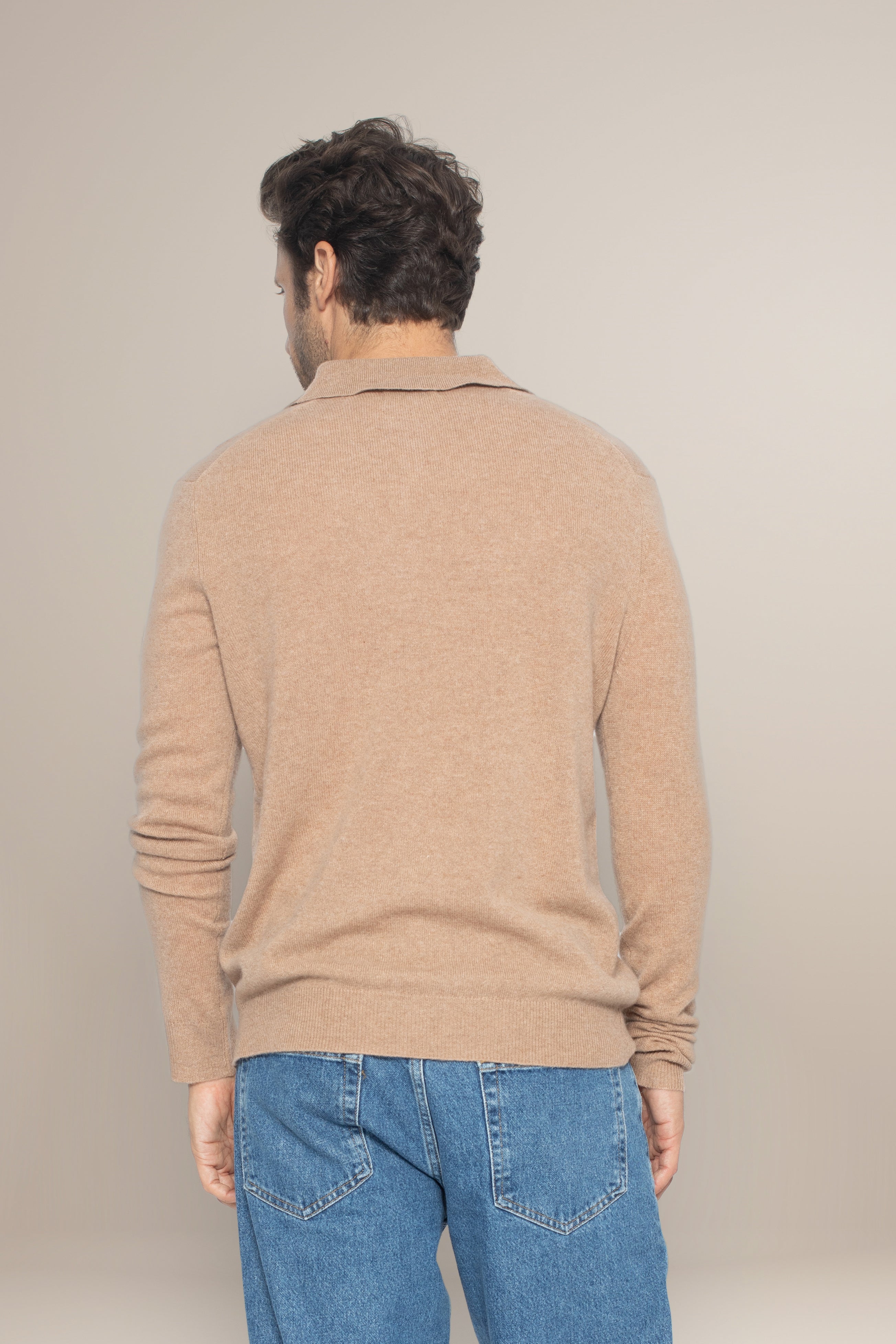 Long-Sleeved Polo Shirt - Spencer - Hazelnut