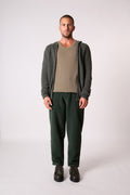 Zipped Hooded Cardigan - Eldo - Khaki Marl