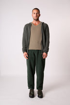Zipped Hooded Cardigan - Eldo - Khaki Marl