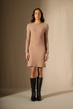 Robe Col Rond - Lola - Camel Chiné