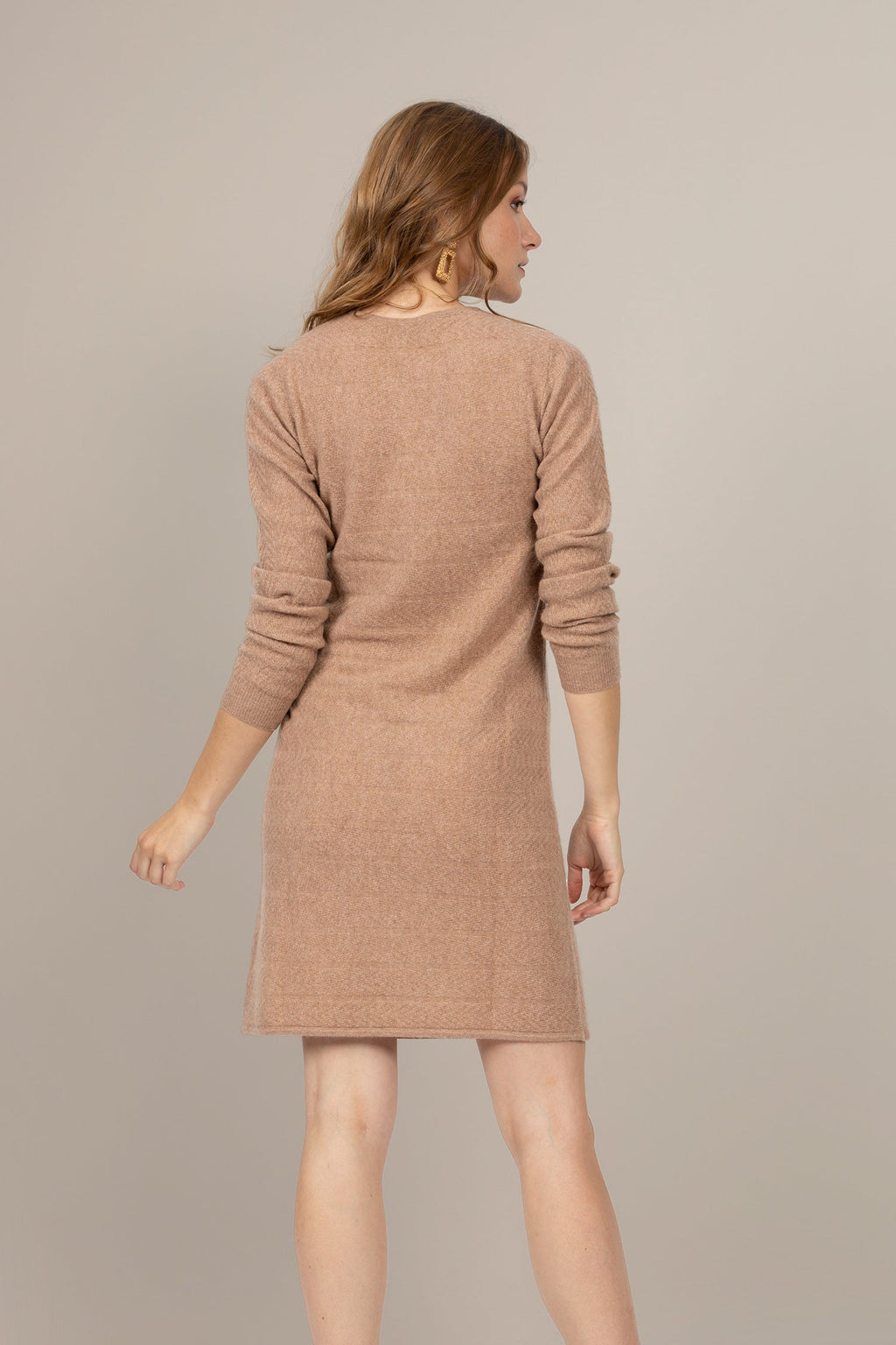 Robe Col Rond - Lola - Camel Chiné