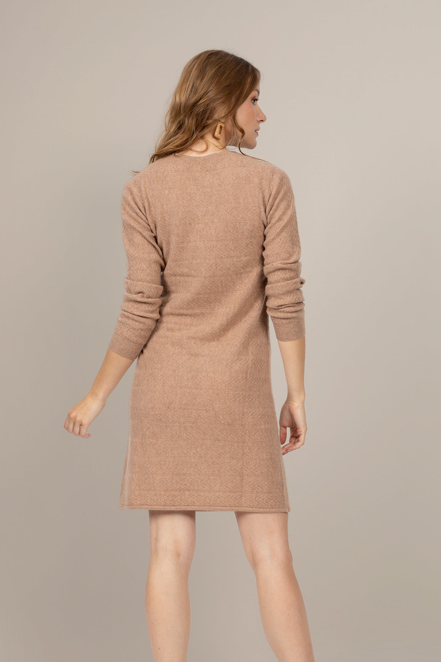 Robe Col Rond - Lola - Camel Chiné
