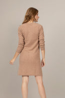 Vestido Cuello Redondo - Lola - Camello Jaspeado