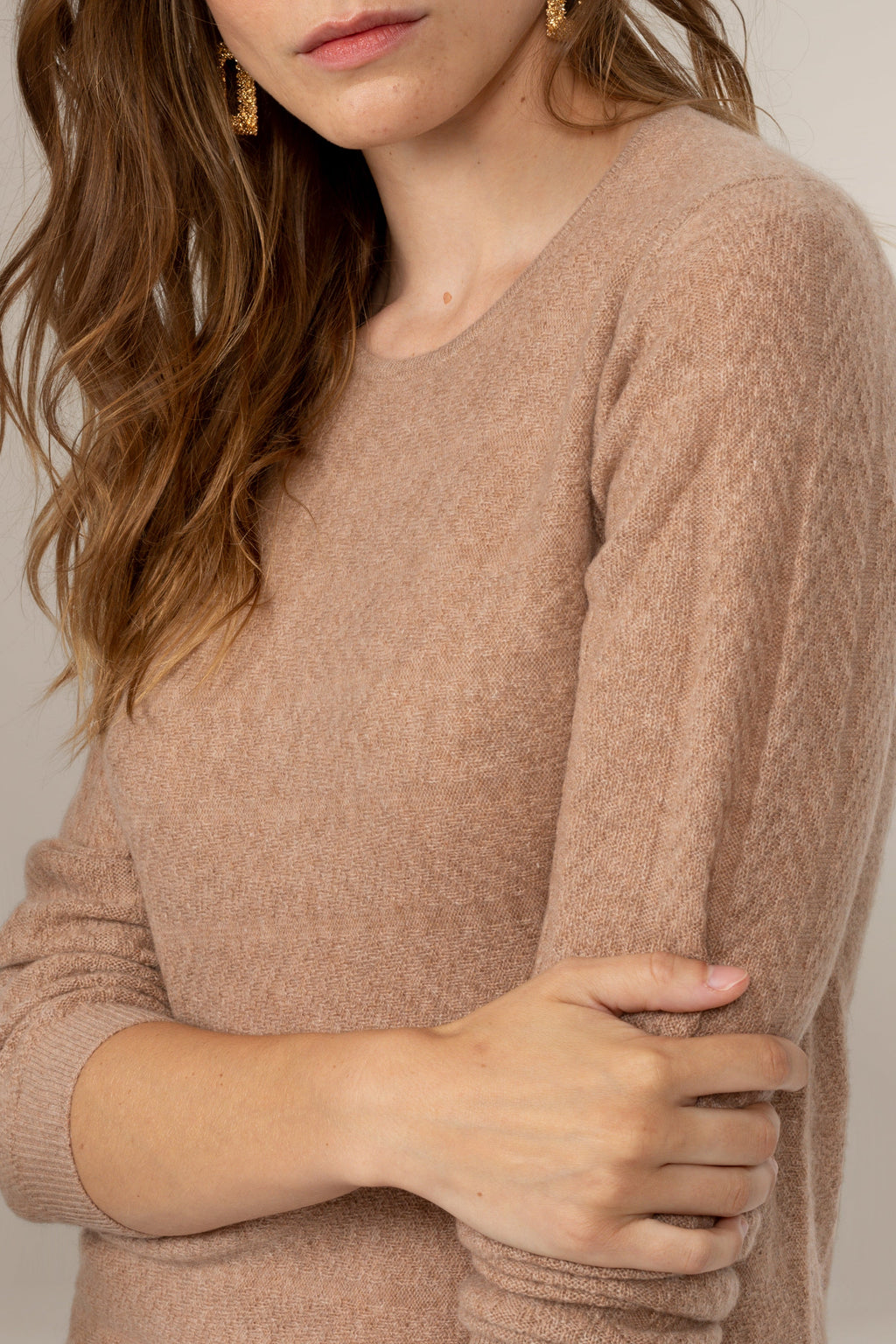 Robe Col Rond - Lola - Camel Chiné