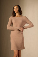 Vestido Cuello Redondo - Lola - Camello Jaspeado