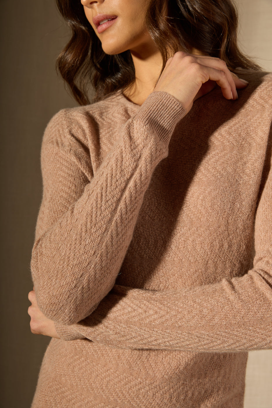 Robe Col Rond - Lola - Camel Chiné