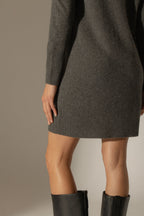 Vestido Cuello Vuelto - Amanda - Antracita Jaspeado