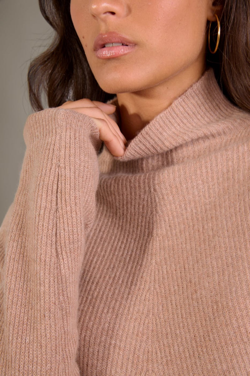 Pull Col Montant - Ruby - Camel Chiné