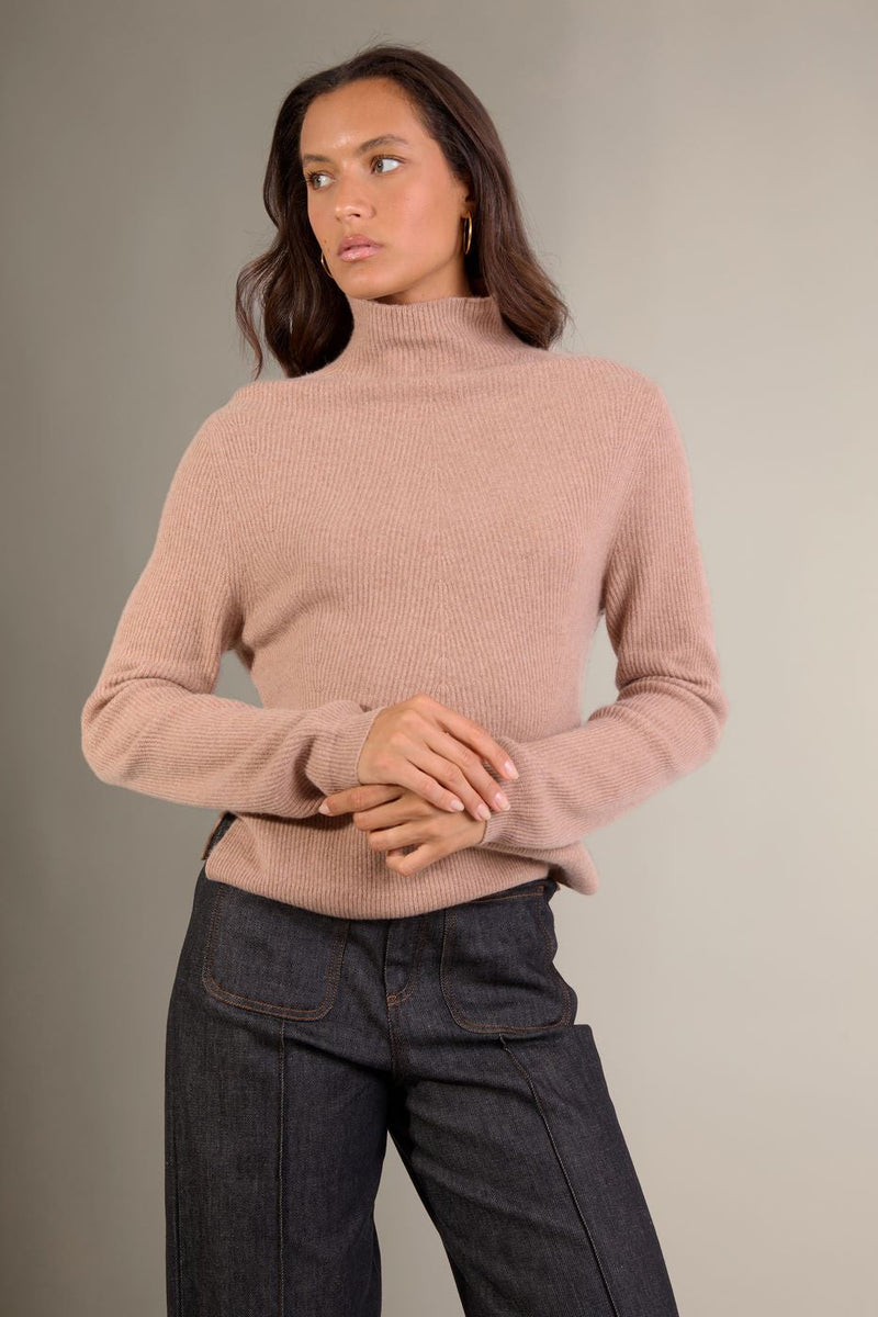 Pull Col Montant - Ruby - Camel Chiné
