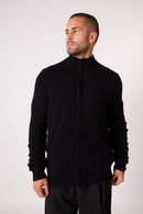 Chaleco con cremallera y cuello trucker de 4 hilos - Leo - Negro