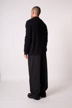 Chaleco con Cremallera Cuello Camionero 4 Hilos - Leo - Negro