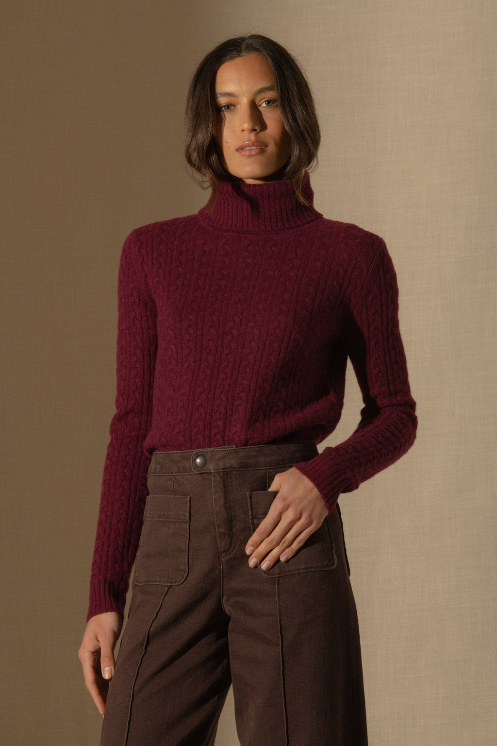 Pull Col Roulé 4 Fils - Amelia - Bordeaux